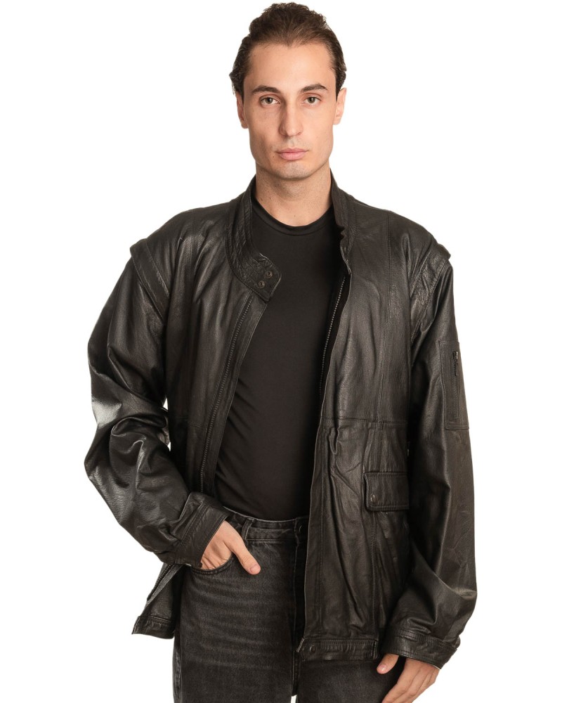  Γνήσιο Ανδρικό Δερμάτινο Μπουφάν - A3