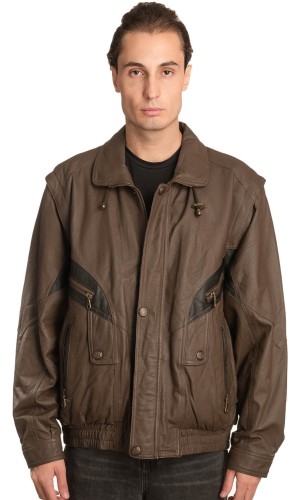 Γνήσιο Ανδρικό Δερμάτινο Μπουφάν - A6