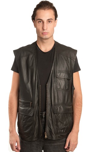 Γνήσιο Ανδρικό Δερμάτινο Γιλέκο - A24