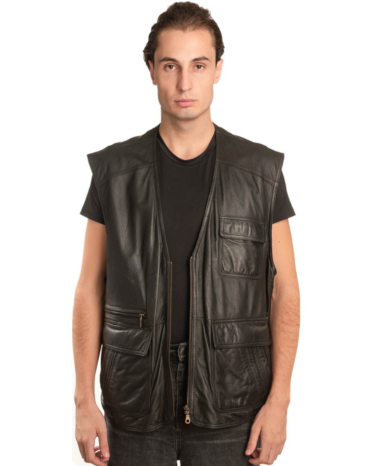 Γνήσιο Ανδρικό Δερμάτινο Γιλέκο - A24