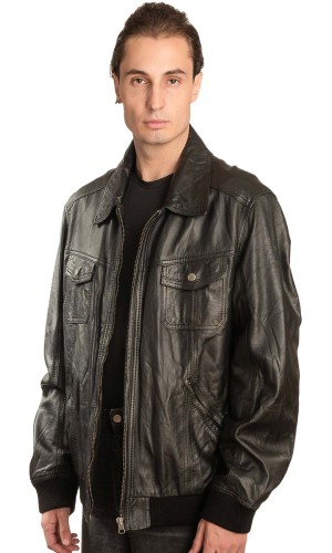  Γνήσιο Ανδρικό Δερμάτινο Μπουφάν - A37