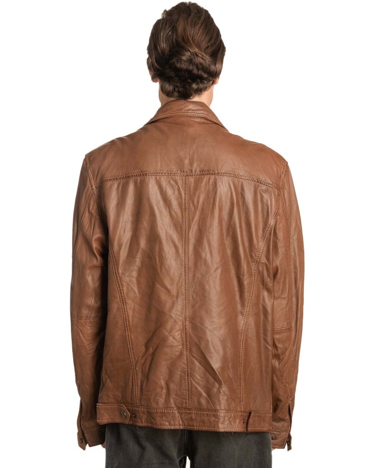  Γνήσιο Ανδρικό Δερμάτινο Μπουφάν - A48