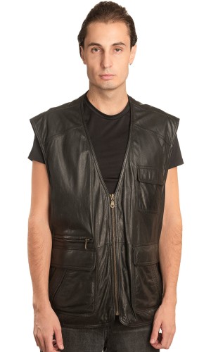 Γνήσιο Ανδρικό Δερμάτινο Γιλέκο - A49