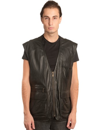 Γνήσιο Ανδρικό Δερμάτινο Γιλέκο - A49