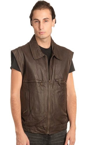 Γνήσιο Ανδρικό Δερμάτινο Γιλέκο - A59