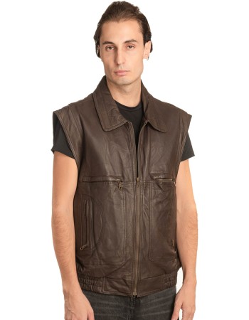 Γνήσιο Ανδρικό Δερμάτινο Γιλέκο - A59