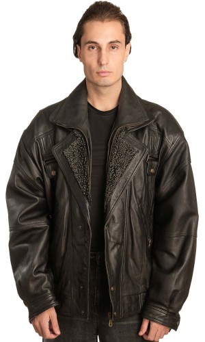 Γνήσιο Ανδρικό Δερμάτινο Μπουφάν - A61