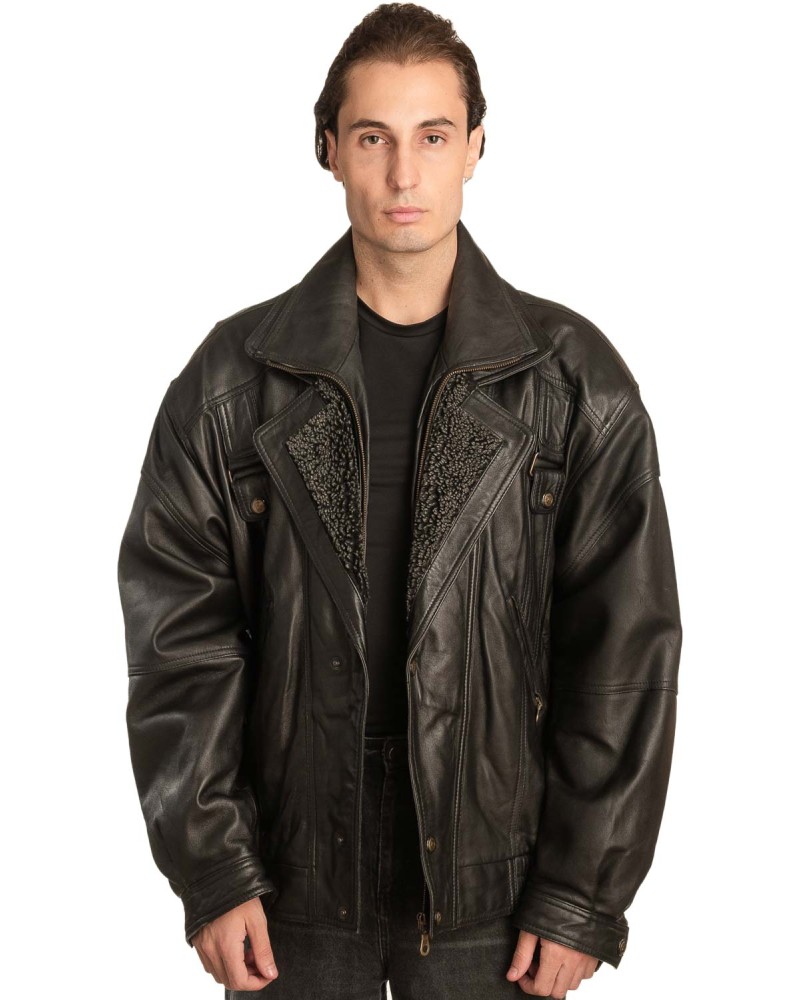 Γνήσιο Ανδρικό Δερμάτινο Μπουφάν - A61