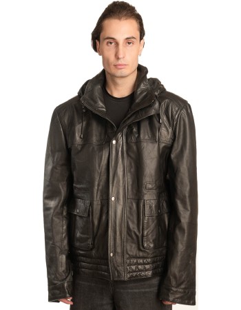  Γνήσιο Ανδρικό Δερμάτινο Μπουφάν - A63