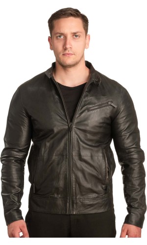  Γνήσιο Ανδρικό Δερμάτινο Μπουφάν - A76