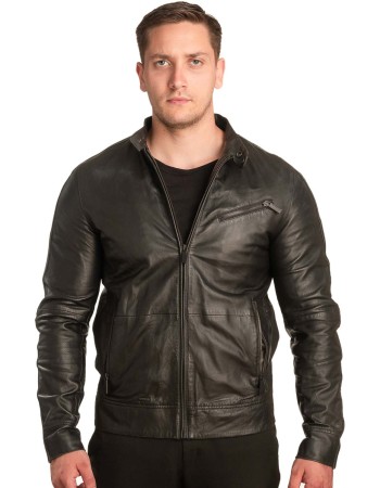  Γνήσιο Ανδρικό Δερμάτινο Μπουφάν - A76