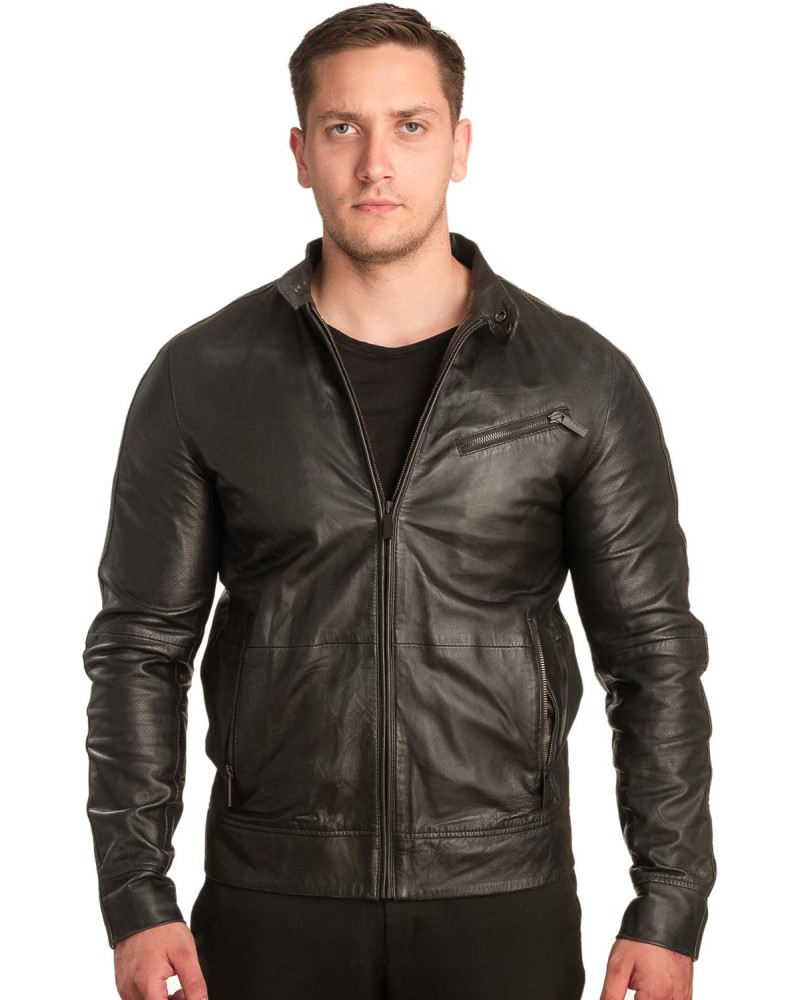  Γνήσιο Ανδρικό Δερμάτινο Μπουφάν - A76