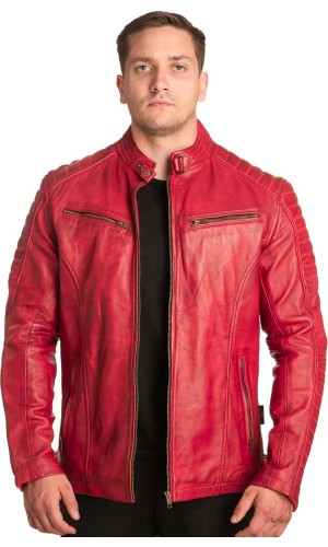  Γνήσιο Ανδρικό Δερμάτινο Μπουφάν - A80