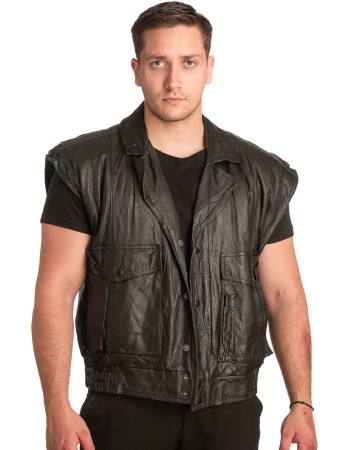 Γνήσιο Ανδρικό Δερμάτινο Γιλέκο - A89