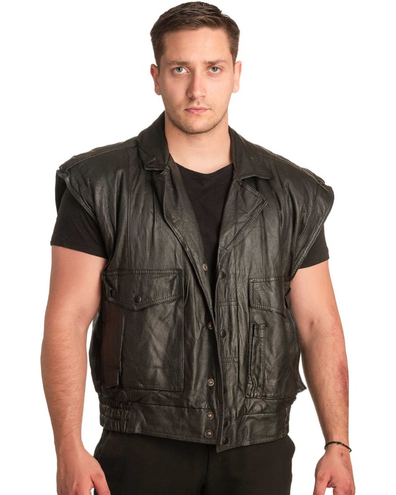 Γνήσιο Ανδρικό Δερμάτινο Γιλέκο - A89
