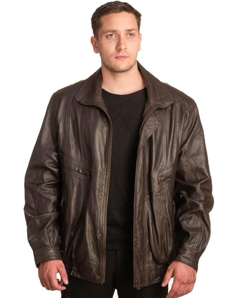  Γνήσιο Ανδρικό Δερμάτινο Μπουφάν - A97