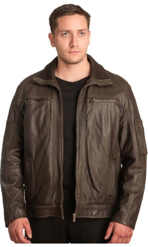  Γνήσιο Ανδρικό Δερμάτινο Μπουφάν - A108