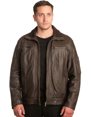  Γνήσιο Ανδρικό Δερμάτινο Μπουφάν - A108