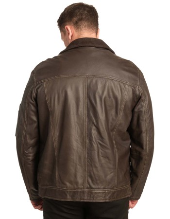  Γνήσιο Ανδρικό Δερμάτινο Μπουφάν - A108