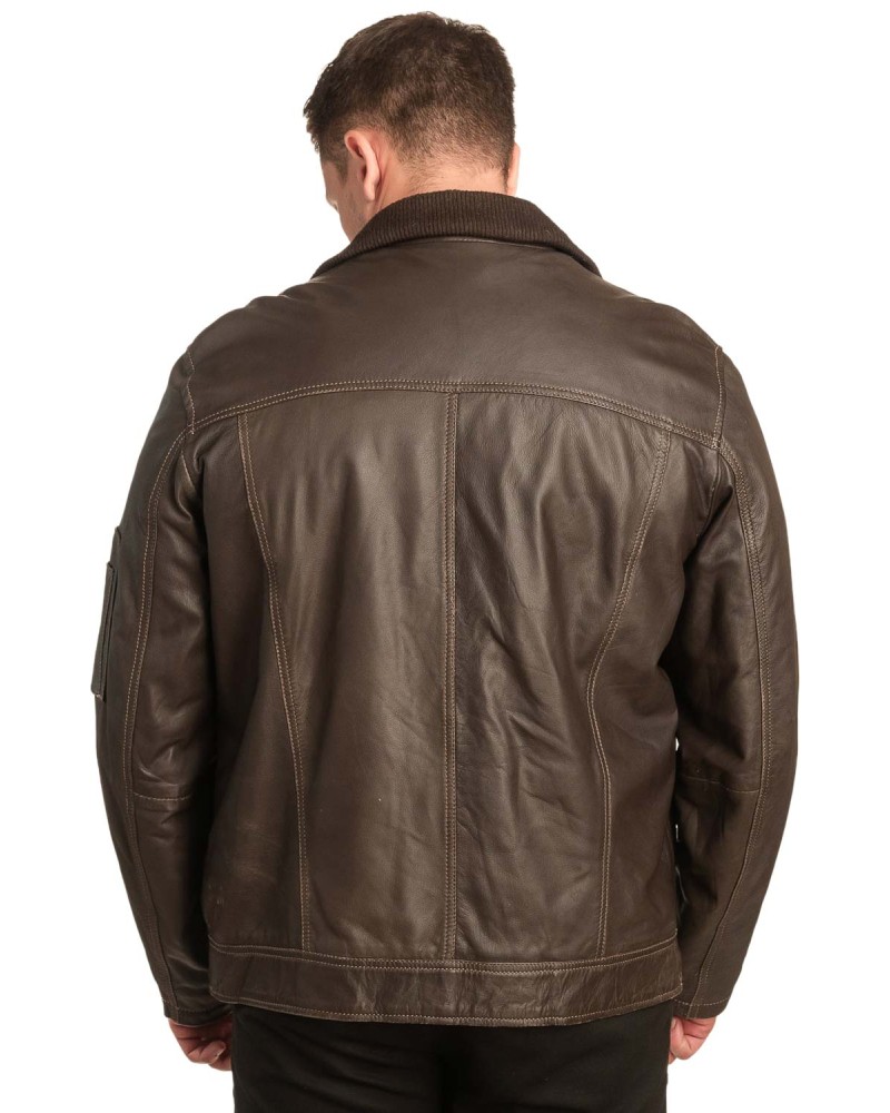  Γνήσιο Ανδρικό Δερμάτινο Μπουφάν - A108