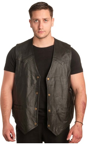 Γνήσιο Ανδρικό Δερμάτινο Γιλέκο - A118