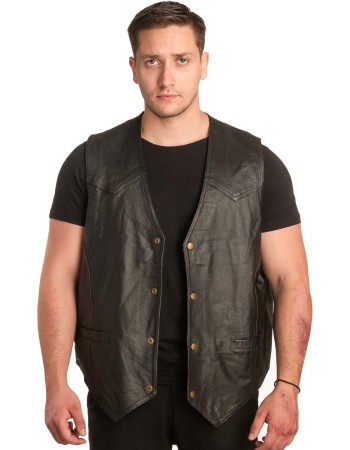 Γνήσιο Ανδρικό Δερμάτινο Γιλέκο - A118