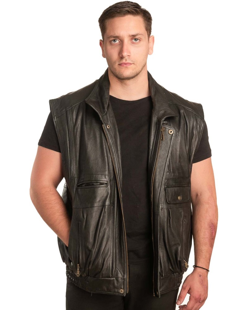 Γνήσιο Ανδρικό Δερμάτινο Γιλέκο - A119
