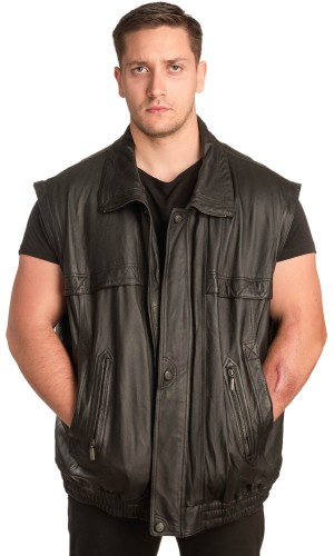 Γνήσιο Ανδρικό Δερμάτινο Γιλέκο - A121