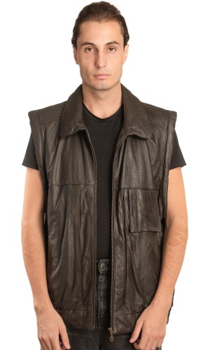 Γνήσιο Ανδρικό Δερμάτινο Γιλέκο - A127