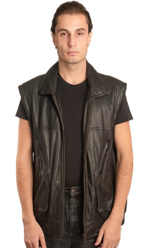 Γνήσιο Ανδρικό Δερμάτινο Γιλέκο - A130