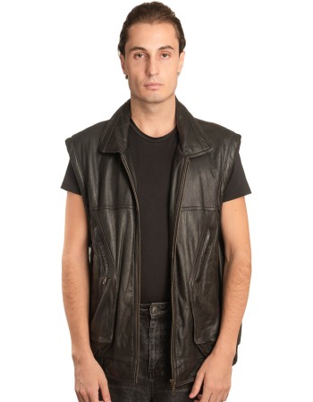 Γνήσιο Ανδρικό Δερμάτινο Γιλέκο - A130