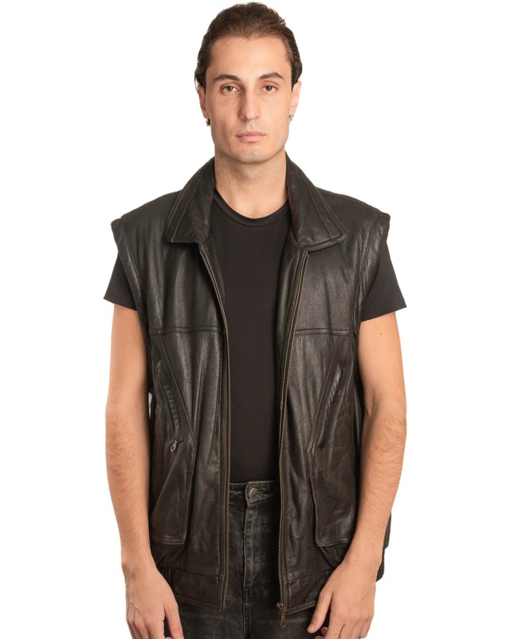 Γνήσιο Ανδρικό Δερμάτινο Γιλέκο - A130