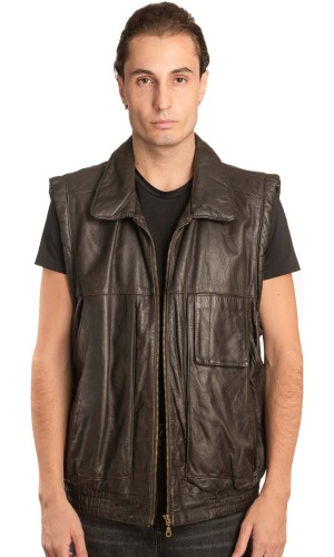 Γνήσιο Ανδρικό Δερμάτινο Γιλέκο - A131