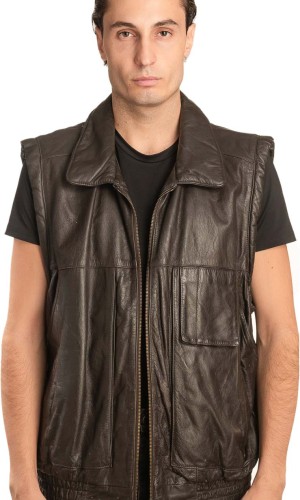 Γνήσιο Ανδρικό Δερμάτινο Γιλέκο - A131