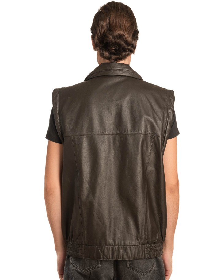 Γνήσιο Ανδρικό Δερμάτινο Γιλέκο - A131