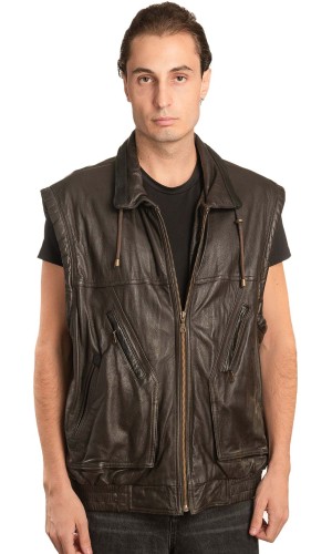 Γνήσιο Ανδρικό Δερμάτινο Γιλέκο - A133