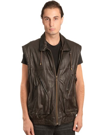 Γνήσιο Ανδρικό Δερμάτινο Γιλέκο - A133