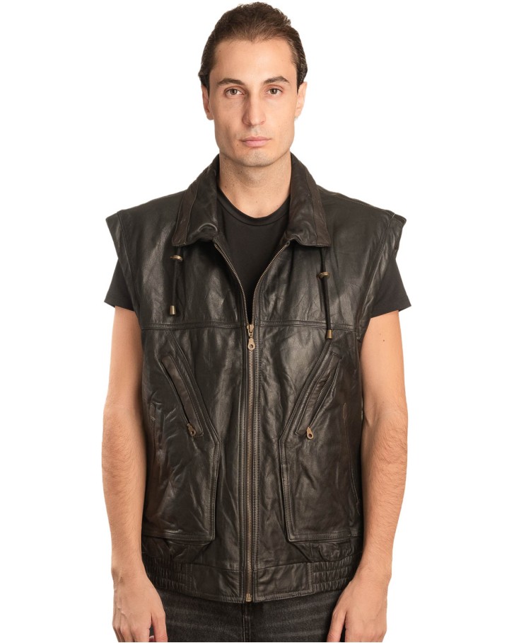 Γνήσιο Ανδρικό Δερμάτινο Γιλέκο - A137