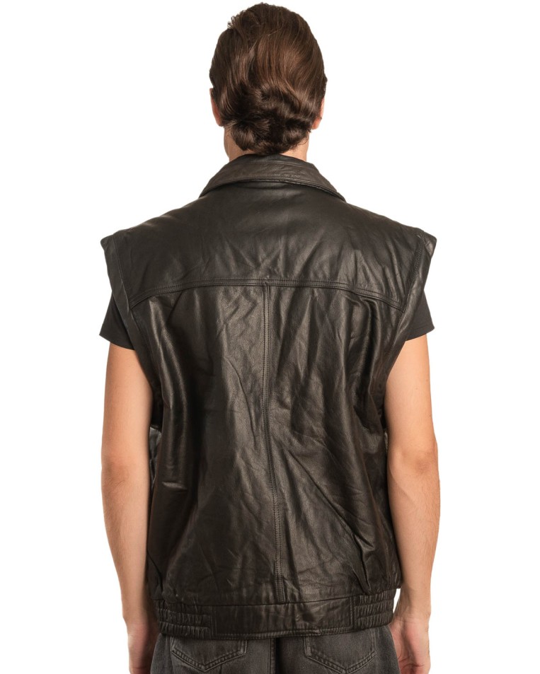 Γνήσιο Ανδρικό Δερμάτινο Γιλέκο - A137