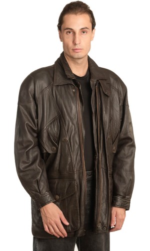  Γνήσιο Ανδρικό Δερμάτινο Μπουφάν - A139
