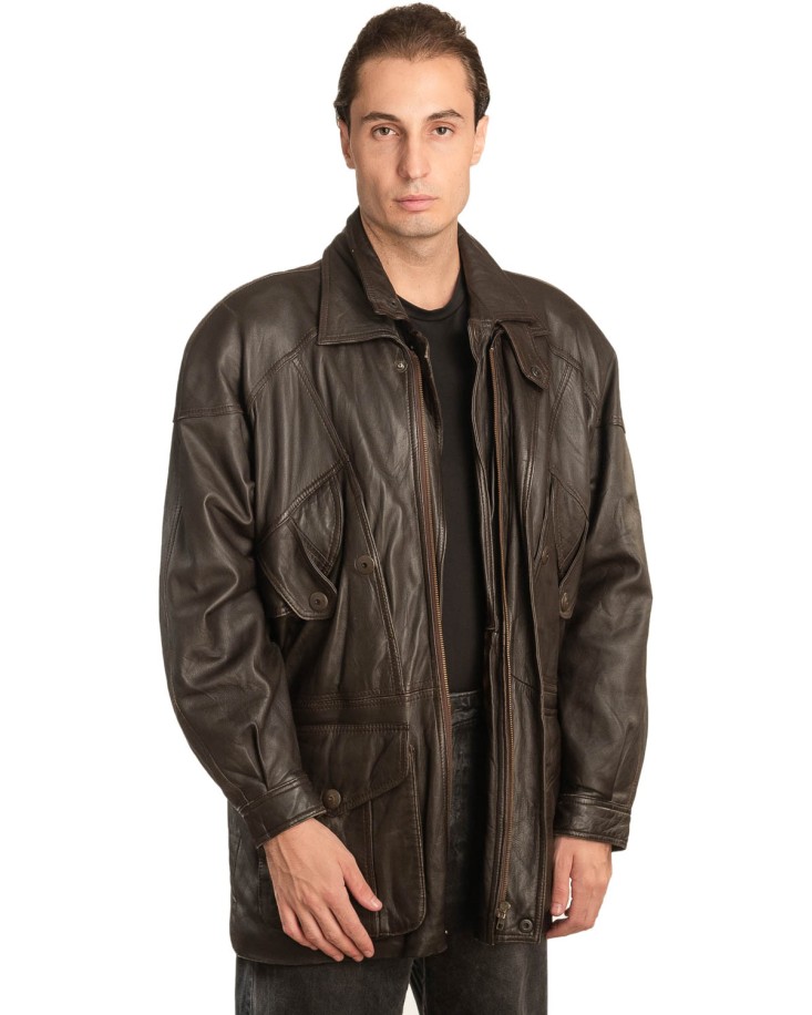  Γνήσιο Ανδρικό Δερμάτινο Μπουφάν - A139