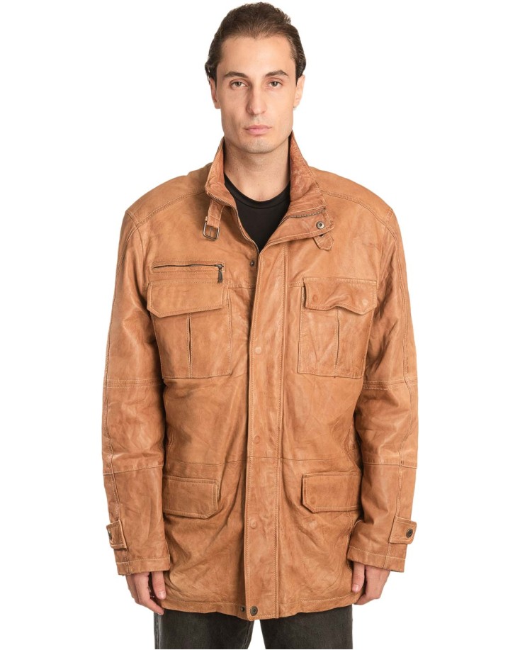  Γνήσιο Ανδρικό Δερμάτινο Μπουφάν - A143