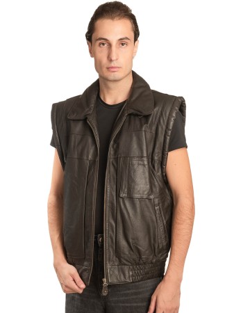 Γνήσιο Ανδρικό Δερμάτινο Γιλέκο - A144
