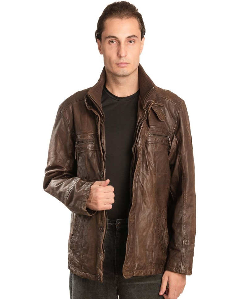  Γνήσιο Ανδρικό Δερμάτινο Μπουφάν - A149