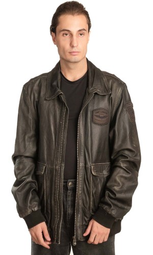  Γνήσιο Ανδρικό Δερμάτινο Μπουφάν - A150