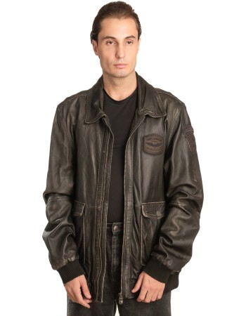 Γνήσιο Ανδρικό Δερμάτινο Μπουφάν - A150