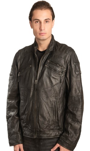  Γνήσιο Ανδρικό Δερμάτινο Μπουφάν - A163