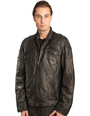  Γνήσιο Ανδρικό Δερμάτινο Μπουφάν - A163