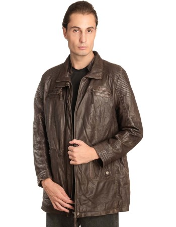  Γνήσιο Ανδρικό Δερμάτινο Μπουφάν - A168