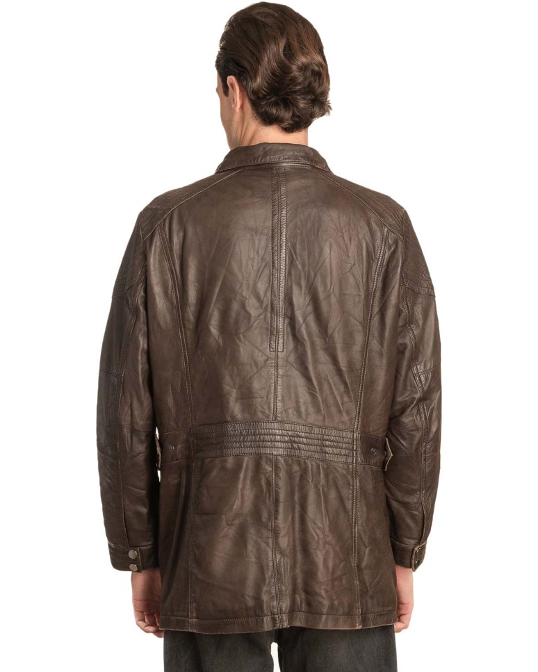  Γνήσιο Ανδρικό Δερμάτινο Μπουφάν - A168